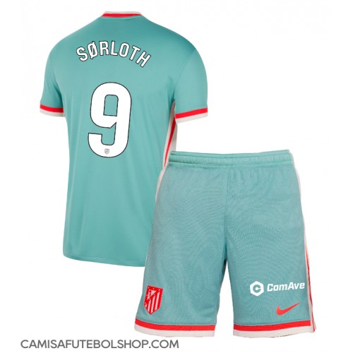 Camisa de time de futebol Atletico Madrid Alexander Sorloth #9 Replicas 2º Equipamento Infantil 2024-25 Manga Curta (+ Calças curtas)